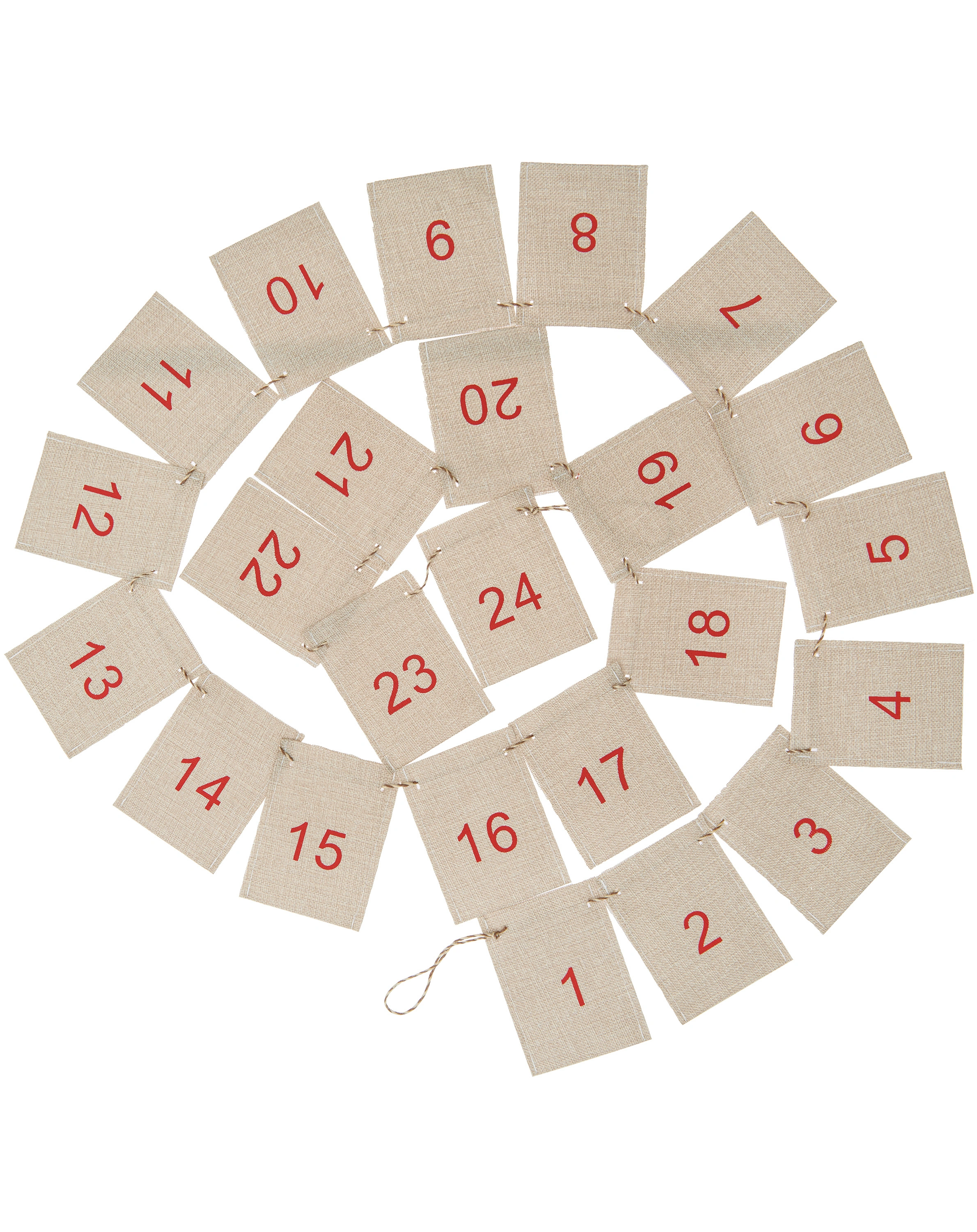 Adventskalender GIRLANDE, 2,5m (Farbe: natur)