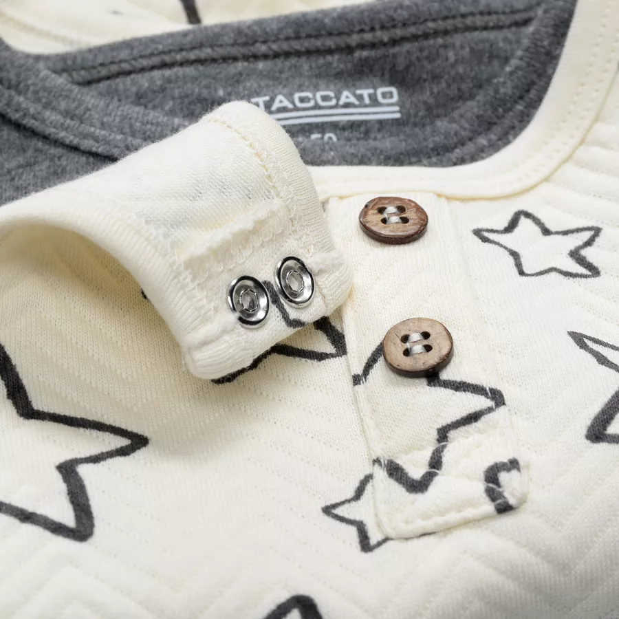 Staccato Strampler+Shirt ivory gemustert