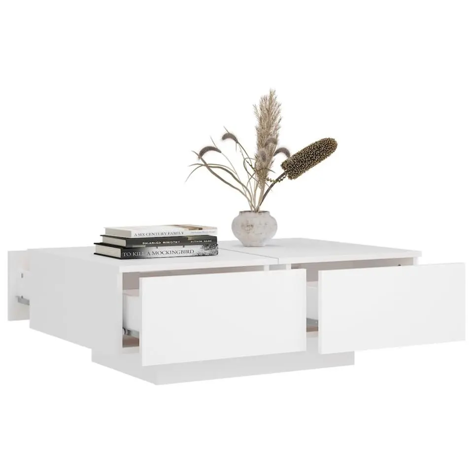 vidaXL - Salontafel - Wit - Bewerkt hout - 90 x 60 x 31 cm