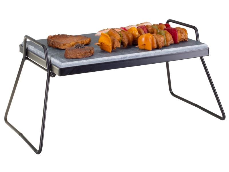 Nouvel Grillstein mit Tragegestell, 60 x 33 x 8 cm Steingrill mit Füssen