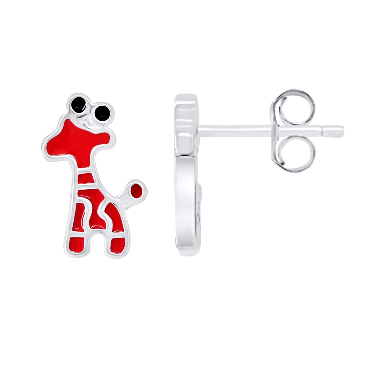 Boucles d'Oreilles GIRAFE ROUGE - Argent 925