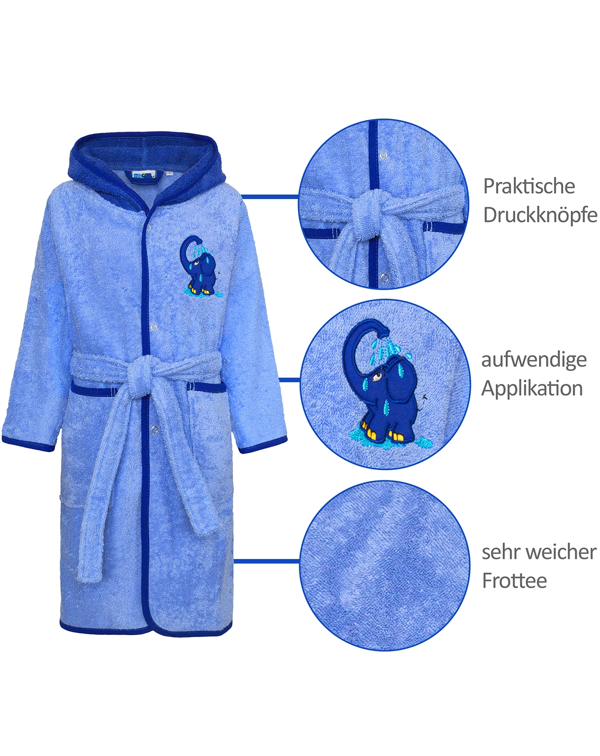 Bademantel ELEFANT in blau