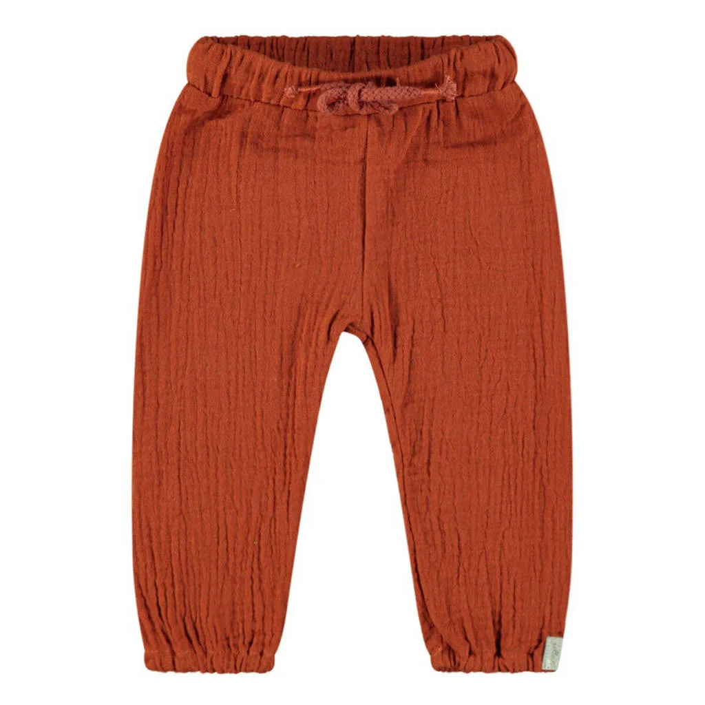 Jollein baby regular fit broek van katoen roodbruin