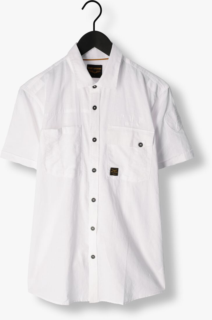 PME LEGEND witte pme legend casual overhemd short sleeve shirt ctn linen cargo walker