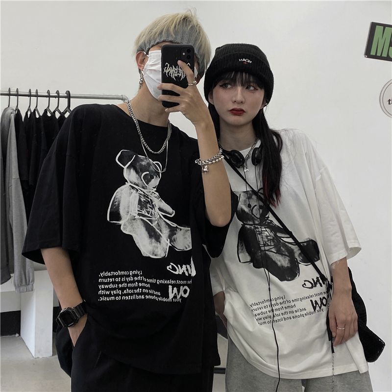 Giuliana - Oversized T-shirt met teddybeer en elleboogmouwen