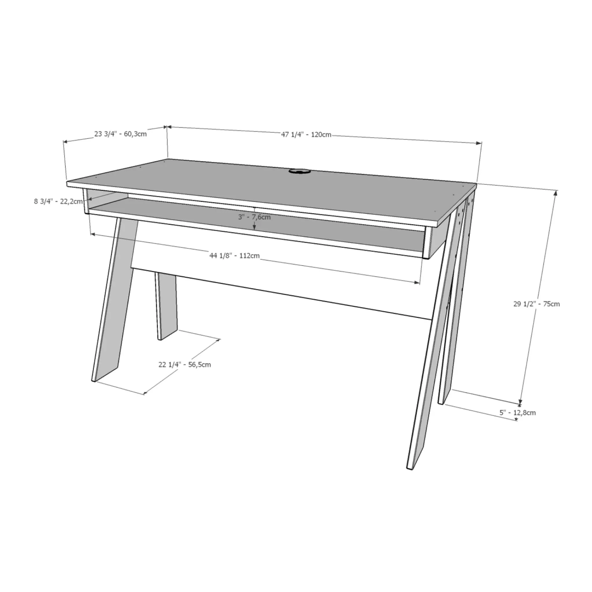 Nexera Bureau de Travail Tangent - Blanc  Naturel