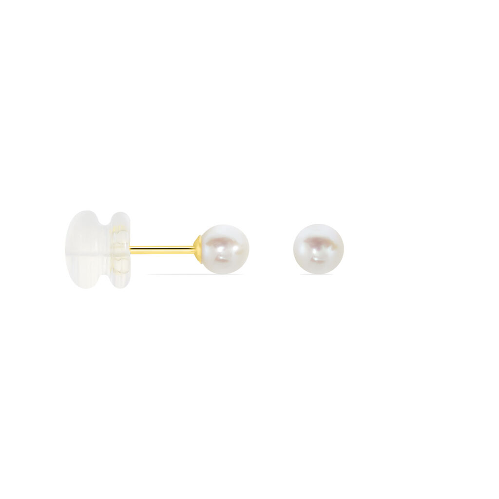 Boucles D'oreilles Puces Suki Rondes Nacres Or Jaune Perle De Culture