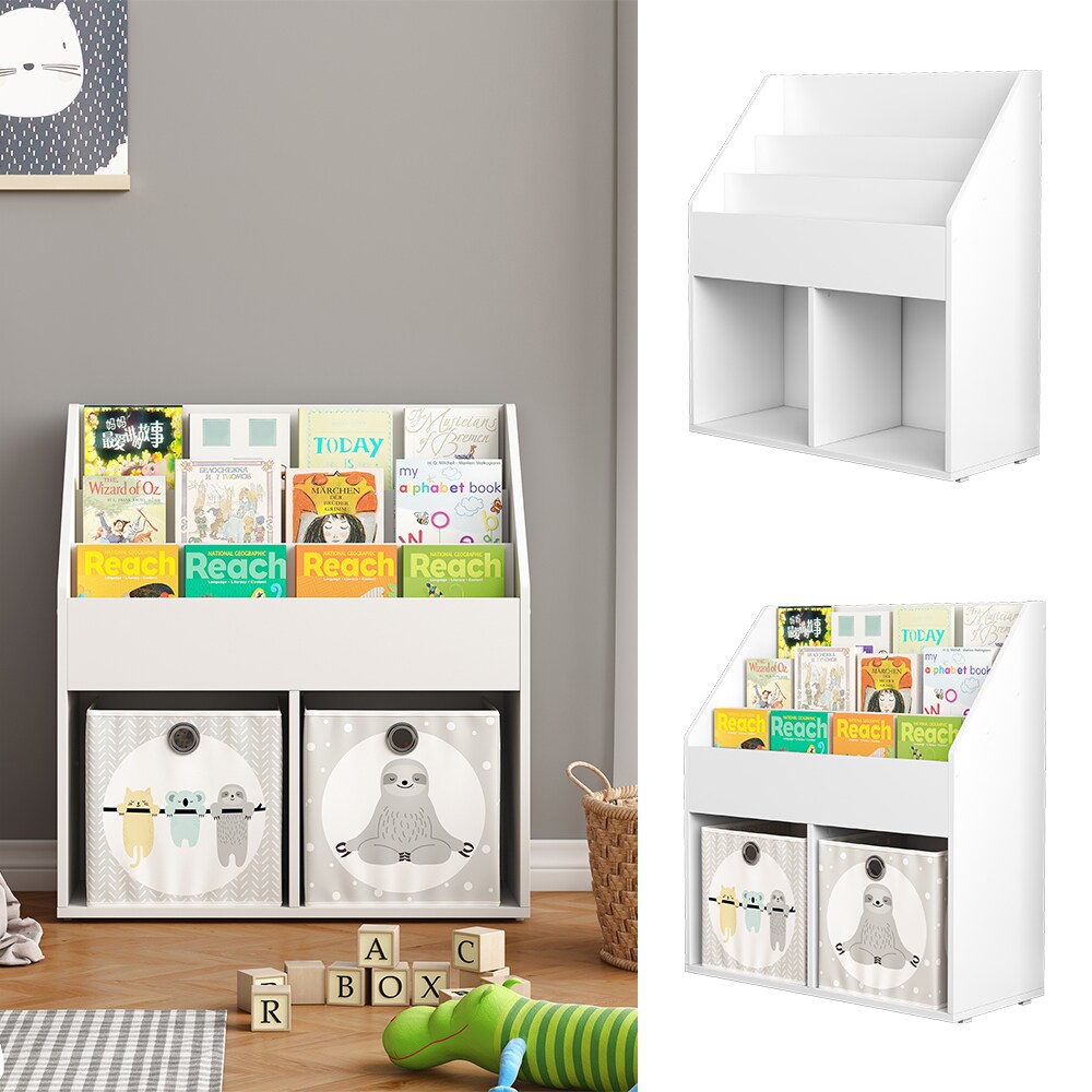 Vicco Kinder Bücherregal Conny 72 x 79 cm, Weiß, Kinderregal mit großen Ablagen