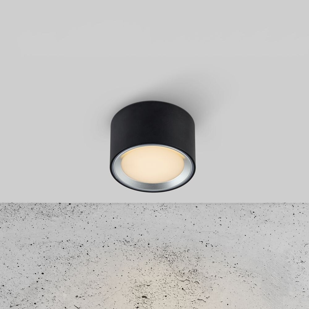 LED plafond opbouwspot Fallon in zwart 8,5W 500lm 60 mm
