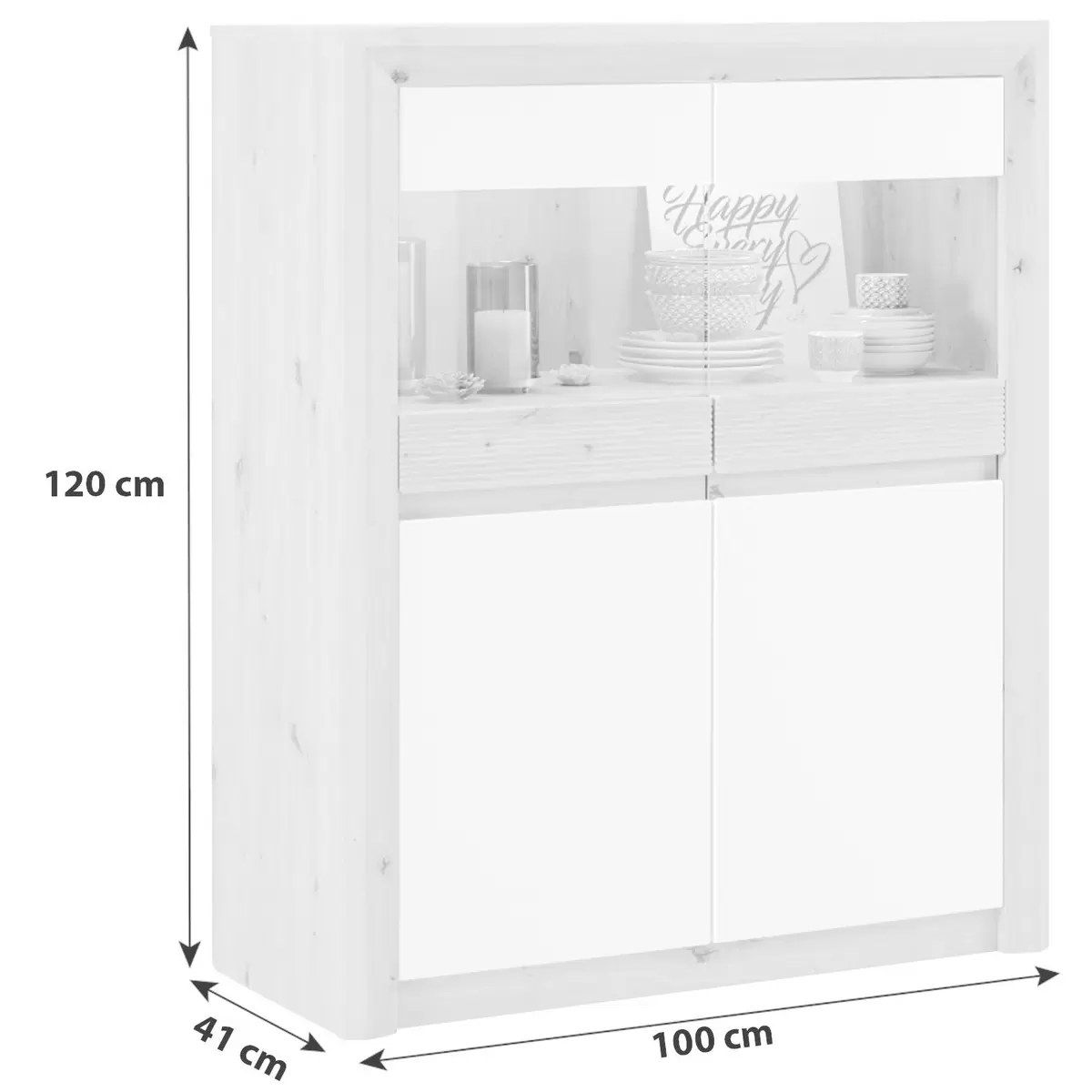Vitrine Kashmir weiss,Artisan Eiche