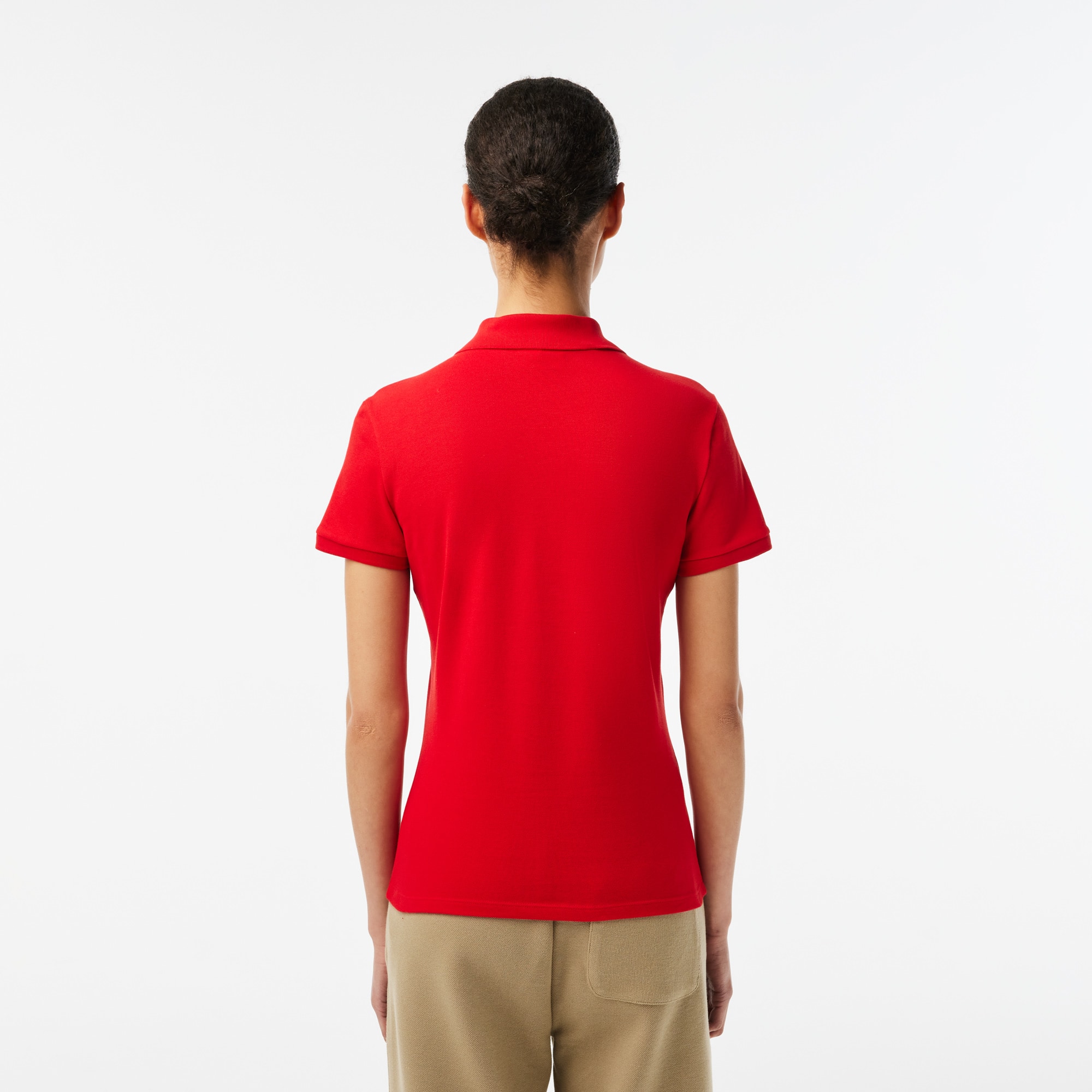 Polo L.12.D slim fit en mini piqué stretch Manches Courtes - Rouge - Lacoste - Femme