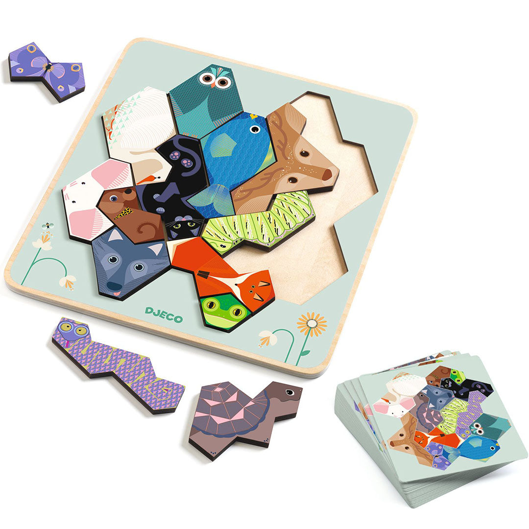 djeco houten puzzel formanimo - 14st