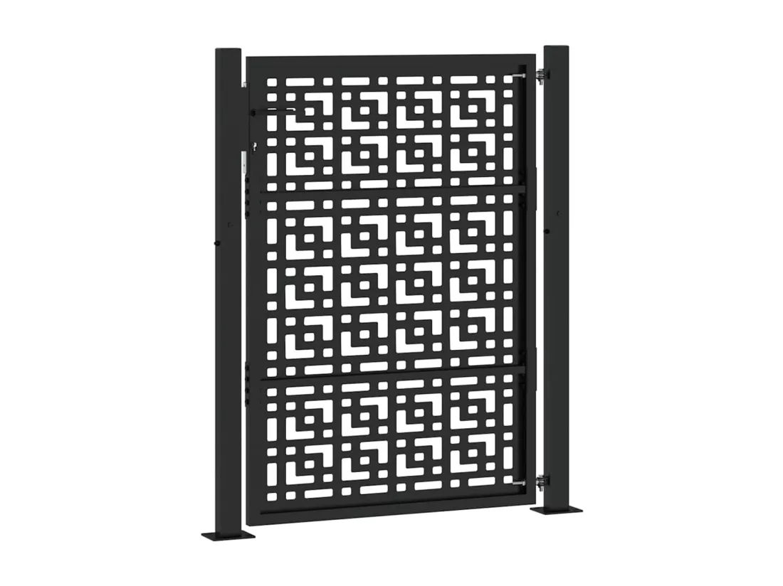 Portail de jardin noir 105x130 cm acier conception croisée
