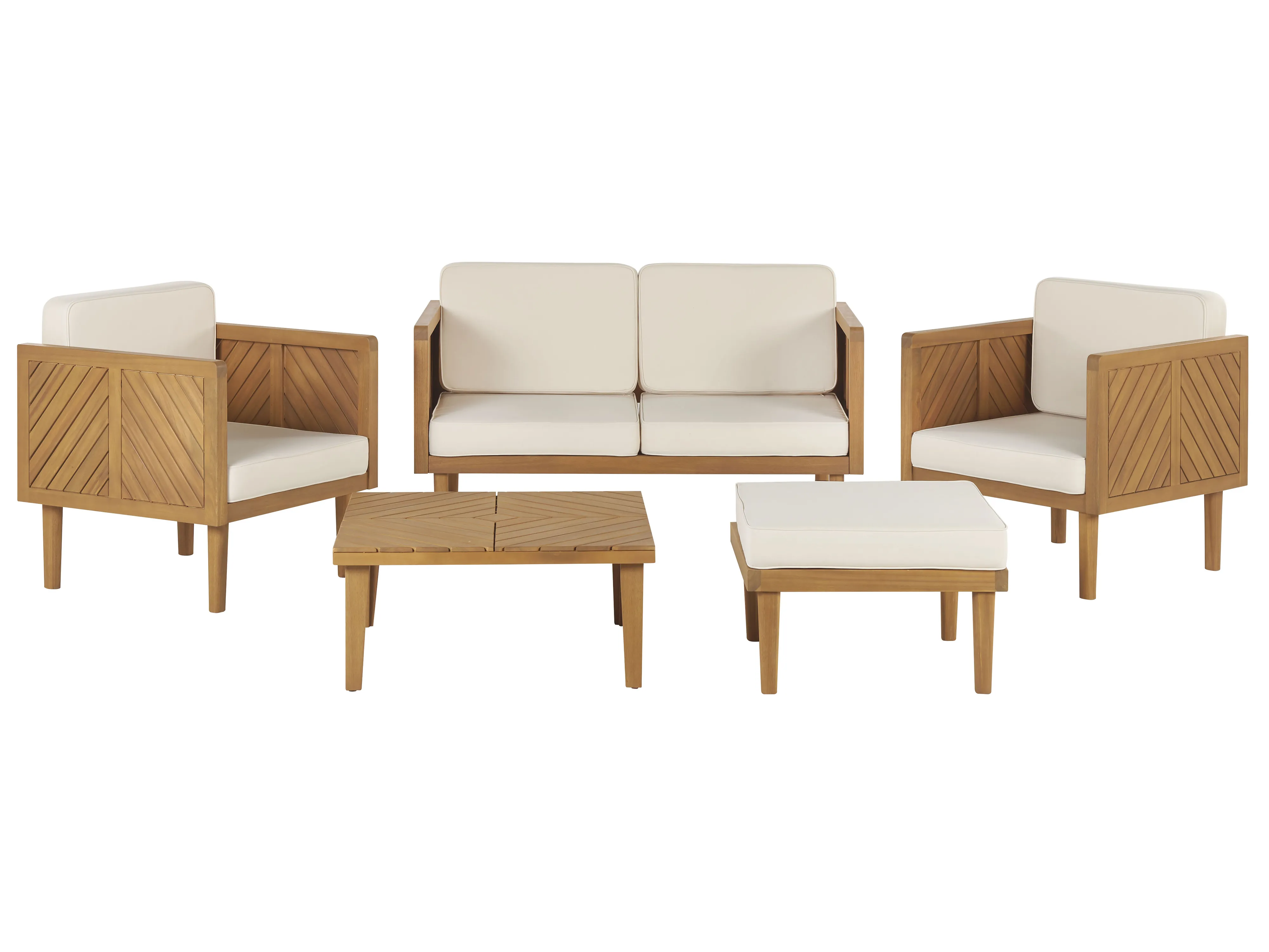Loungeset met tafel en ottomaan 4-zits BARATTI Acaciahout Bruin