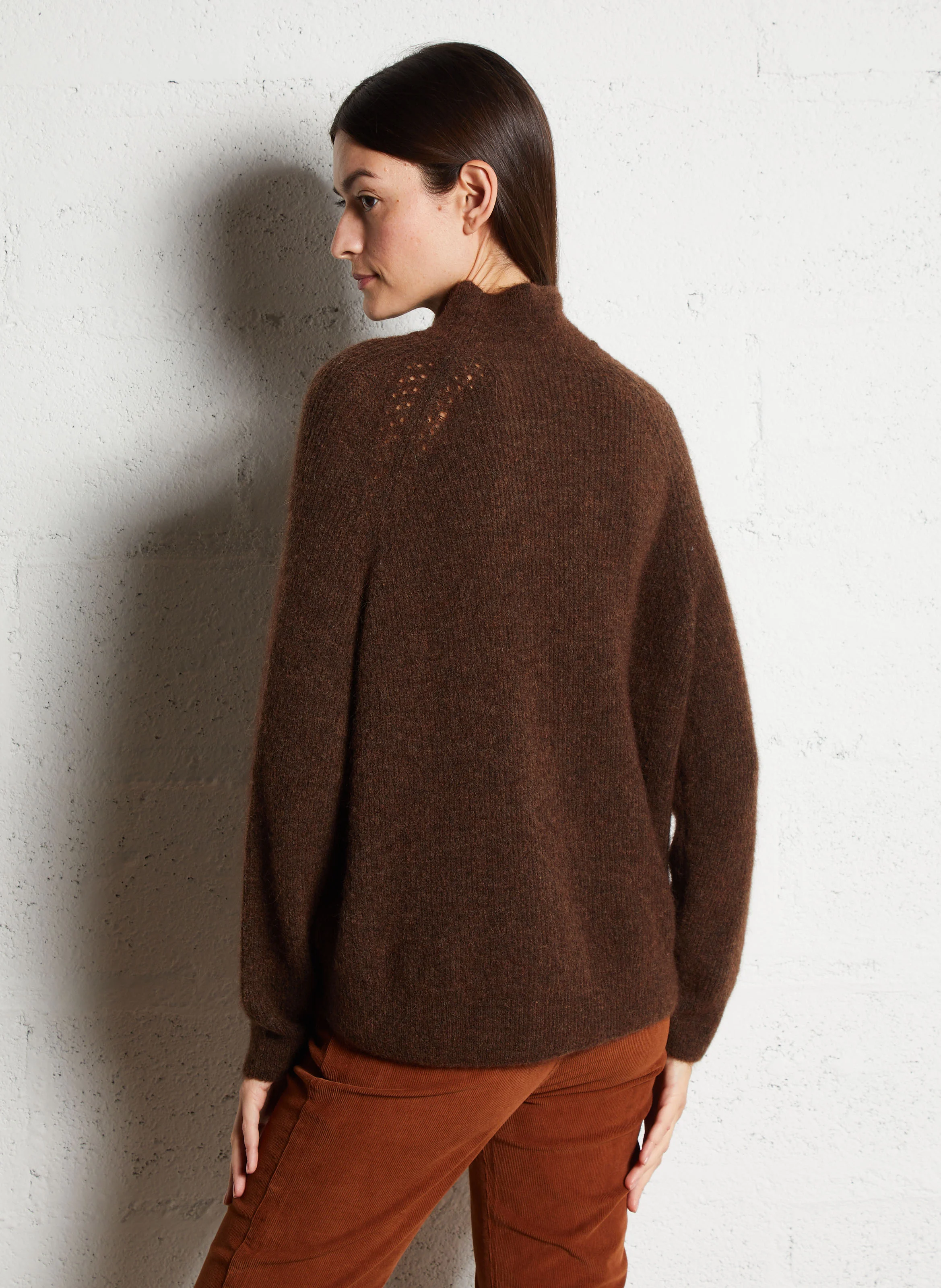 BERGAMOTE - Pull ample en maille | Marron