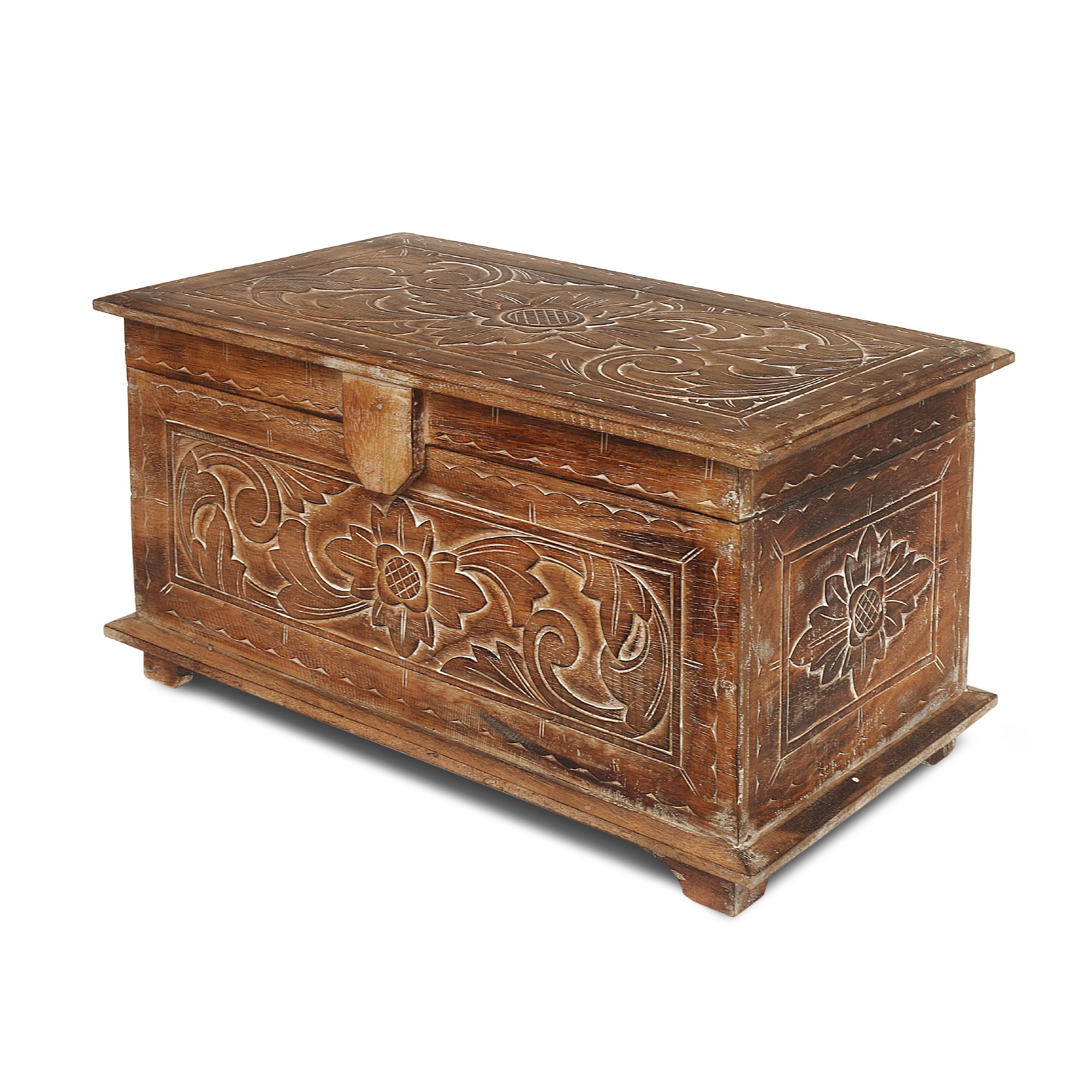 3er-Set Truhe mit Blumenmotiv, aus Albesiaholz von fischer's lagerhaus