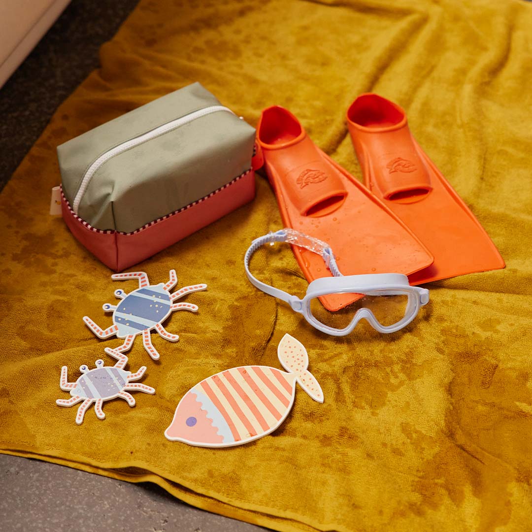 sticky lemon toilettas colourblocking - shark grey - coral pink