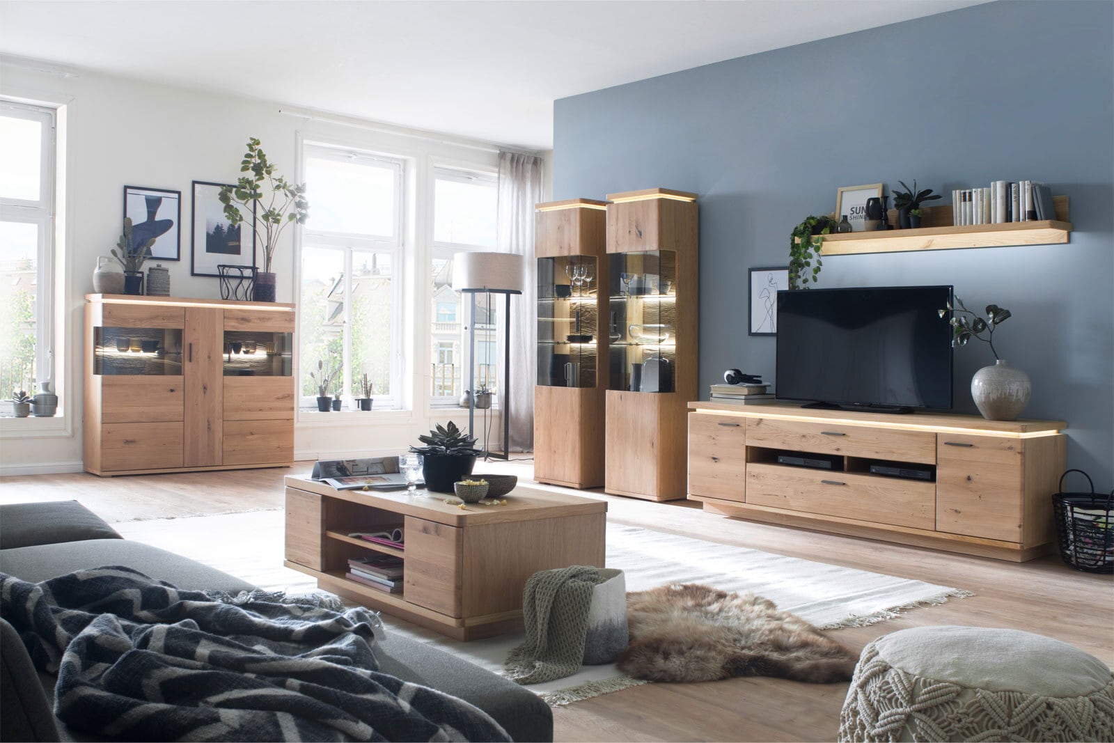 CASAVANTI Highboard BARCELONA 150 cm Balkeneiche bianco