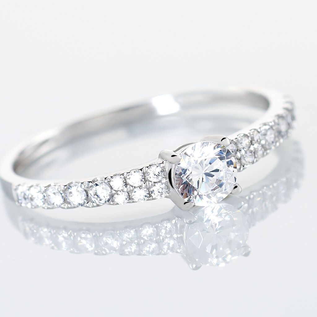 Bague Solitaire Francoise-marie Or Blanc Oxyde De Zirconium