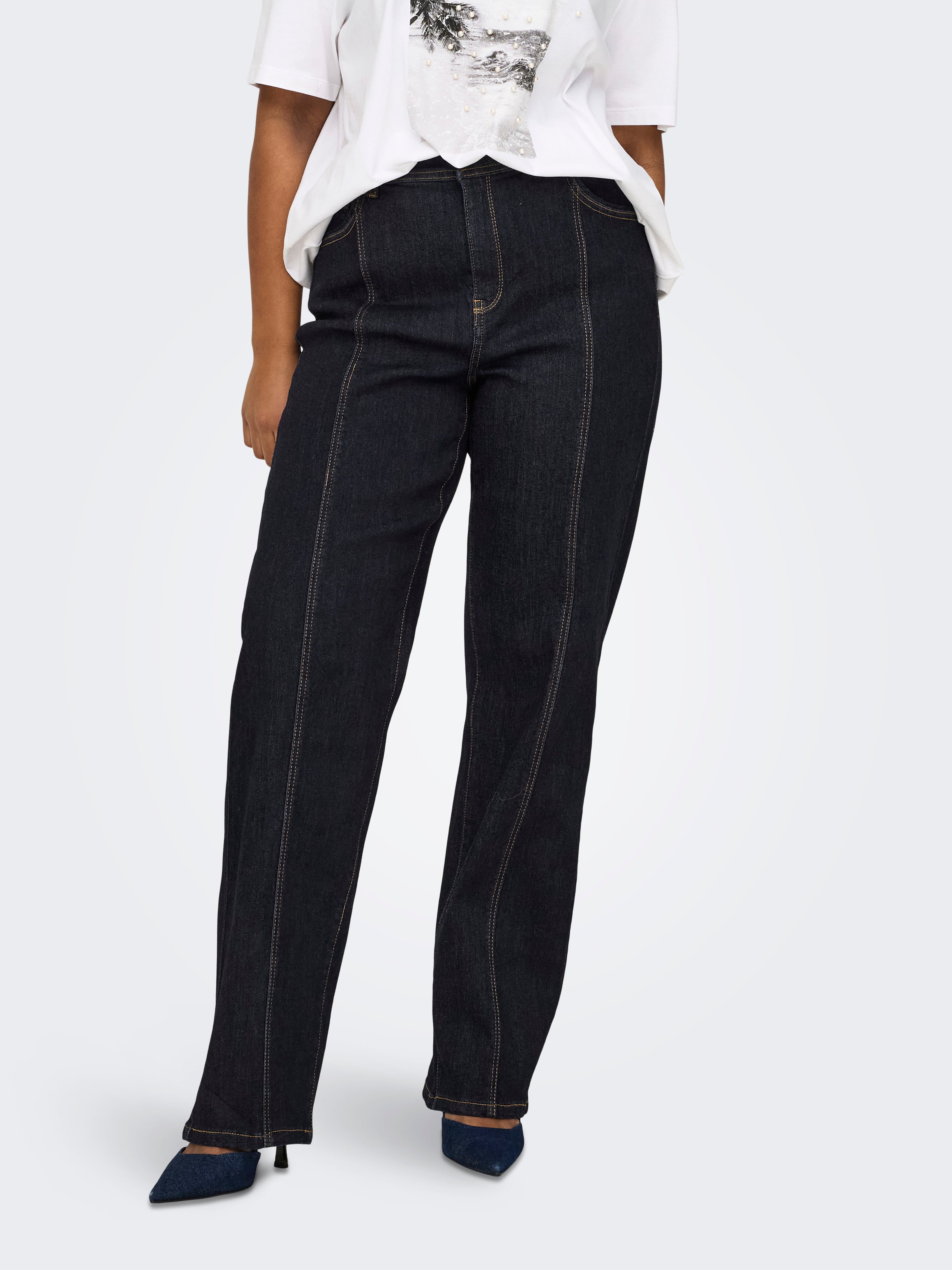 CARALICIA Mittlere Taille Gerade geschnitten Jeans Dark Blue Denim