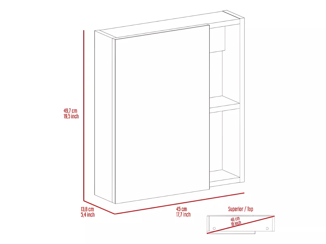 Armoire murale Labelle pour salle de bain, avec miroir et étagères résistantes, 45 cm L x 13,8 cm P x 49,7 cm A, blanc