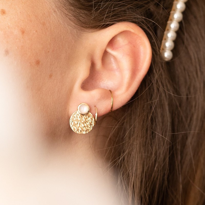 Boucles d'oreilles Pierre de Lune plaqué or Pierre Precieuse