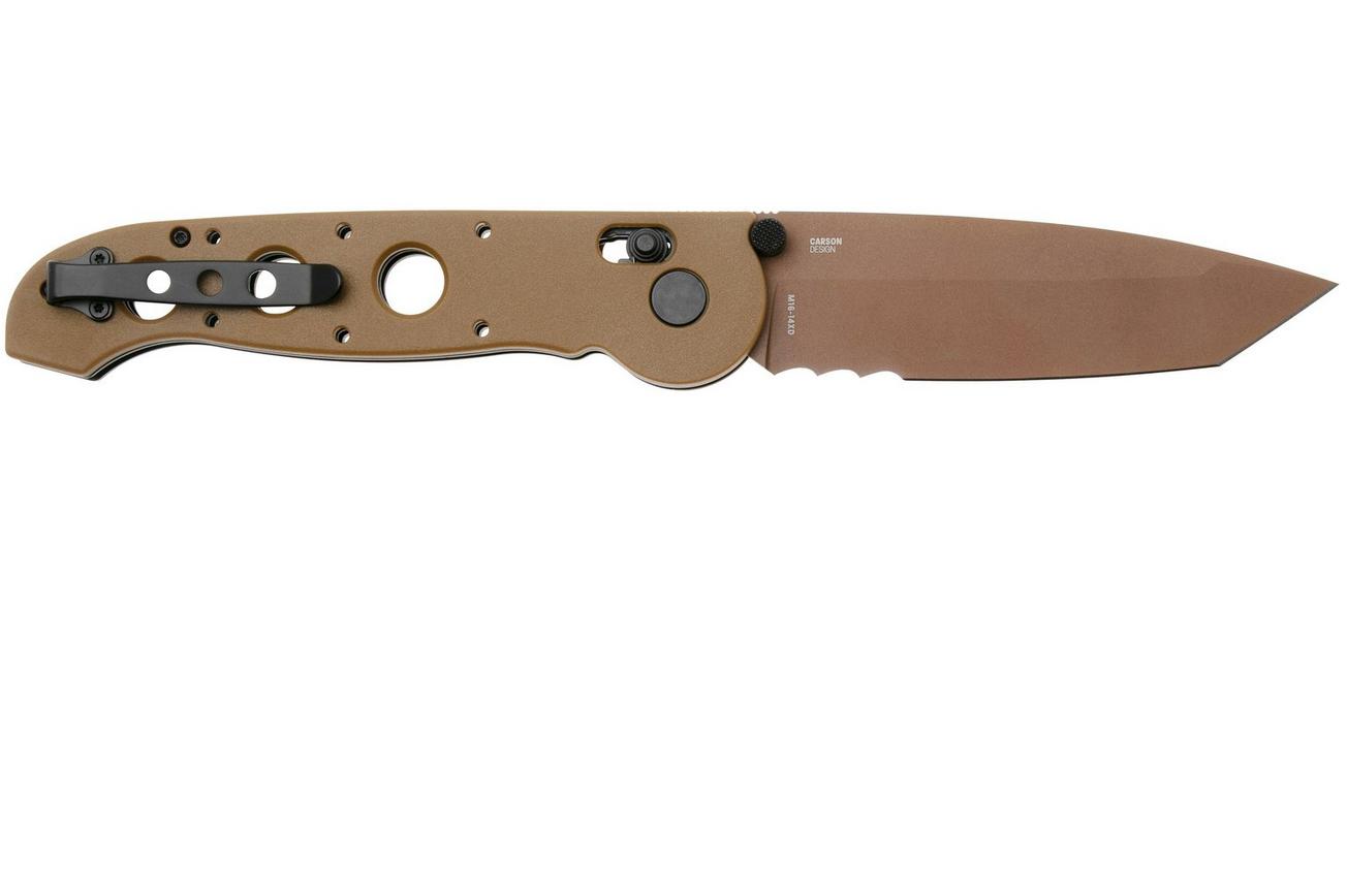 CRKT M16 Crossbar Lock Tanto Veff Serrations M16-14XD Desert Tan EDP D2, Desert Tan GRN, zakmes, Kit Carson design
