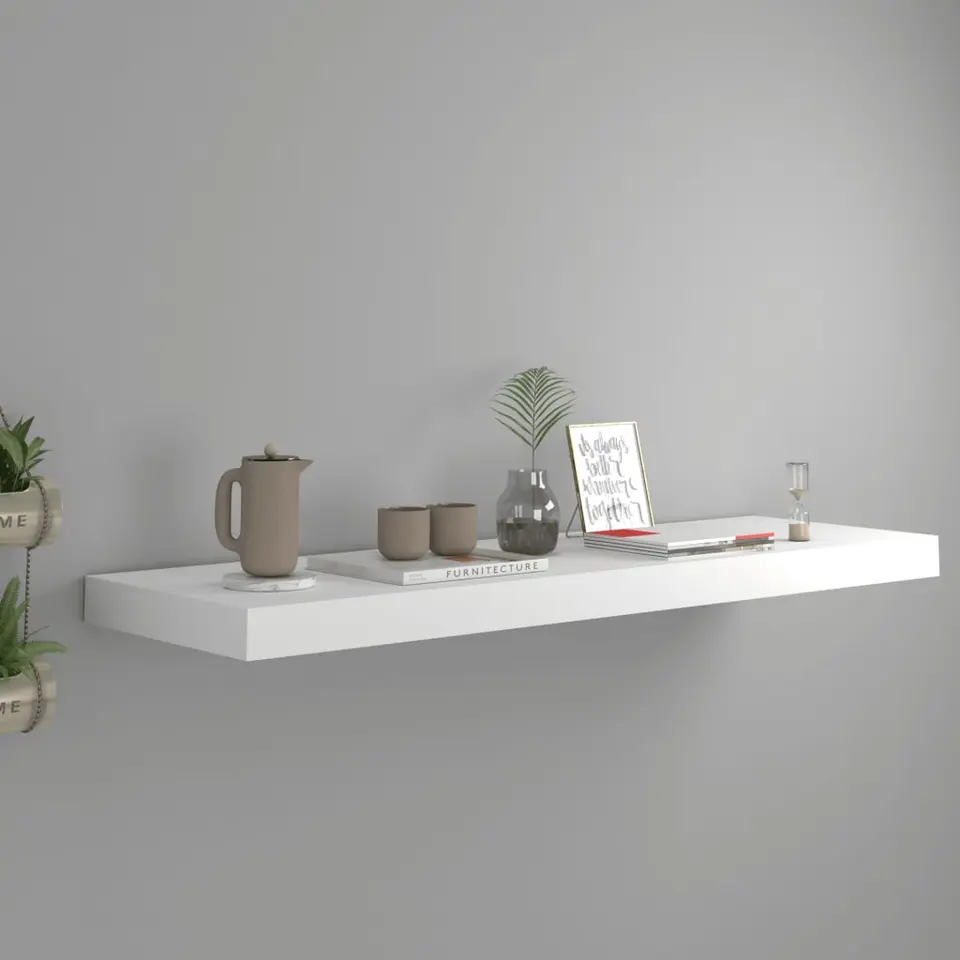 vidaXL - Wandschap - Wit - MDF - 80 x 23.5 x 3.8 cm