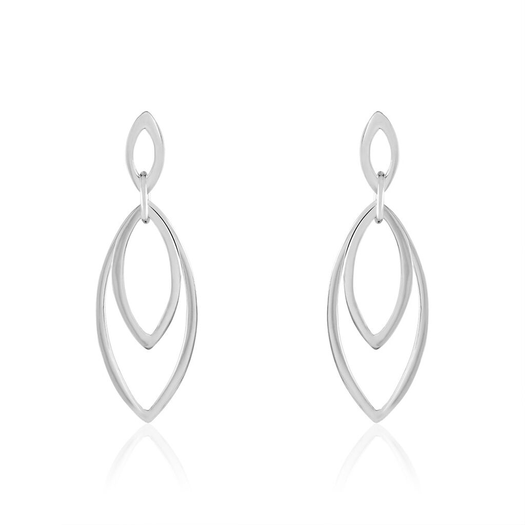 Boucles D'oreilles Pendantes Toupie Argent Blanc