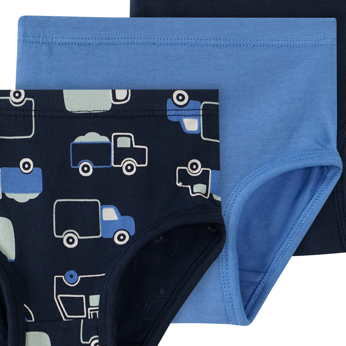 Topomini 3 Baby Slips mit Fahrzeug-Prints dunkelblau / blau