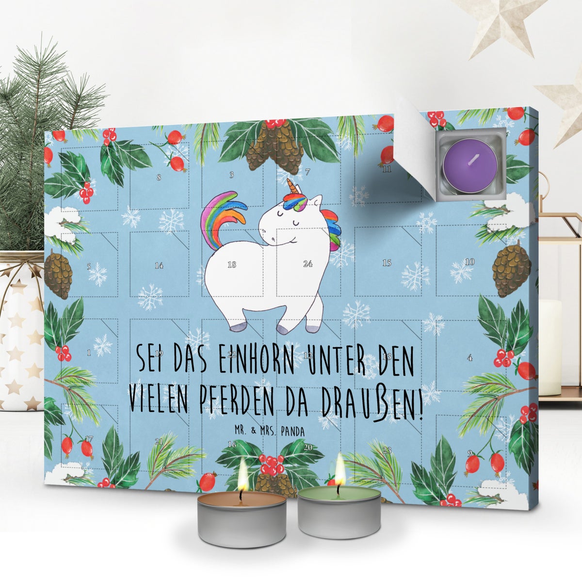 Mr. & Mrs. Panda Geurkaars Adventskalender Eenhoorn Strutting - Pastelblauw