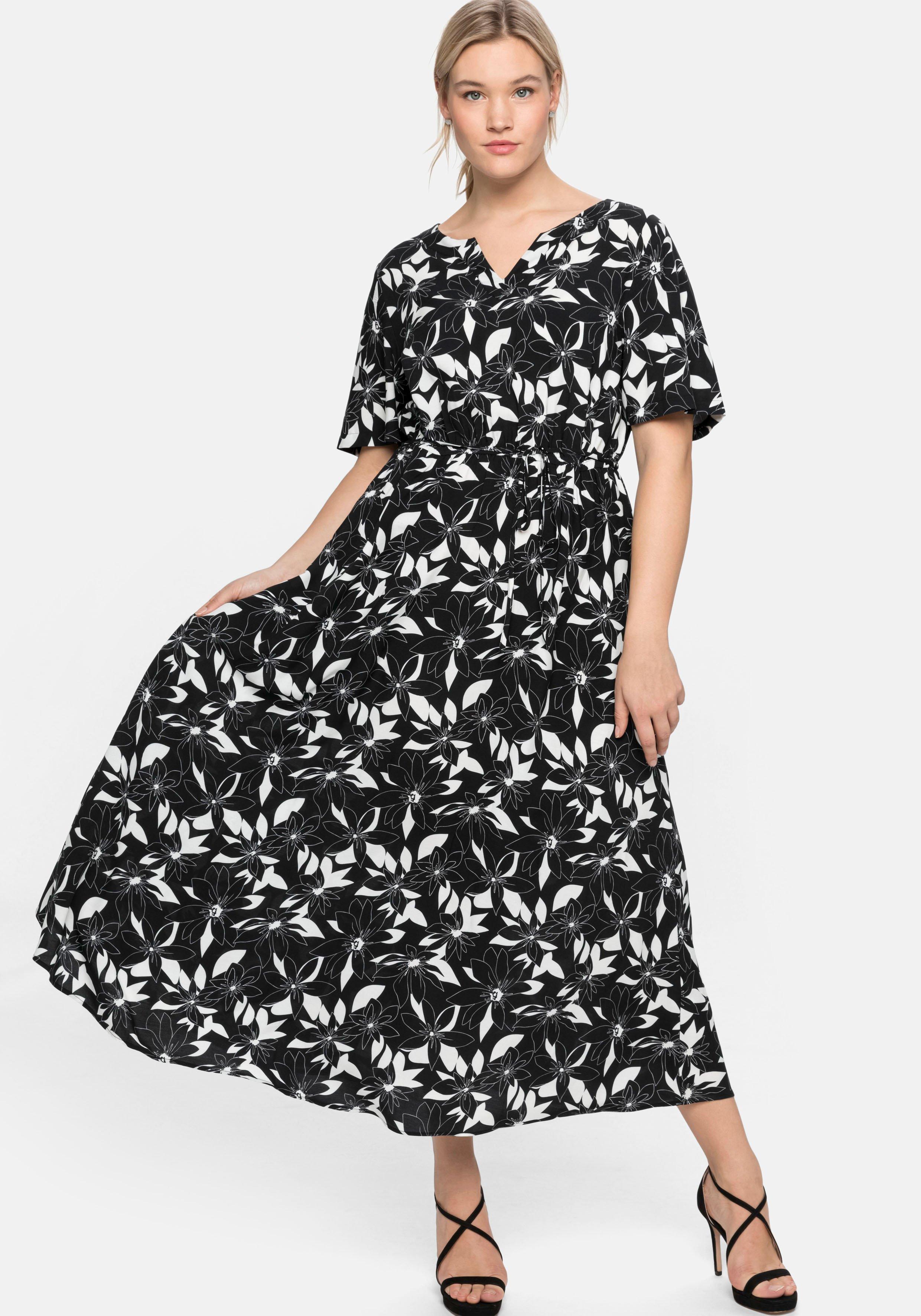 Maxikleid mit Blumendruck und Bindeband