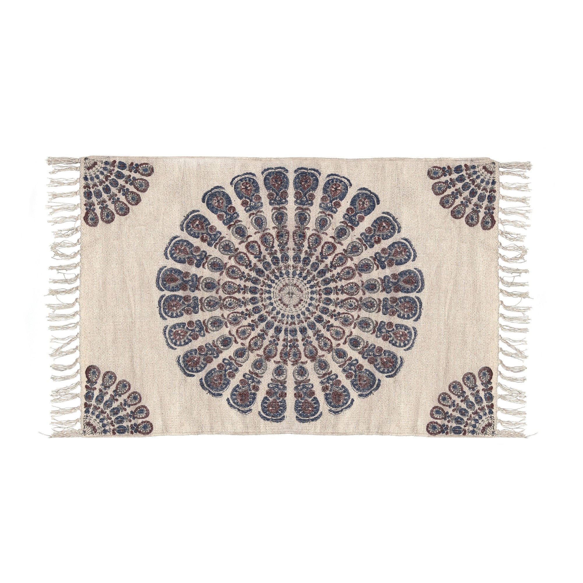 Mini-Rug 'Solapur', weiß, blau-rot, T 60 cm, B 90 cm von fischer's lagerhaus