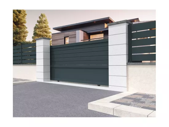 Portail coulissant mixte RUUMI 3000x1906mm (Gris anthracite)