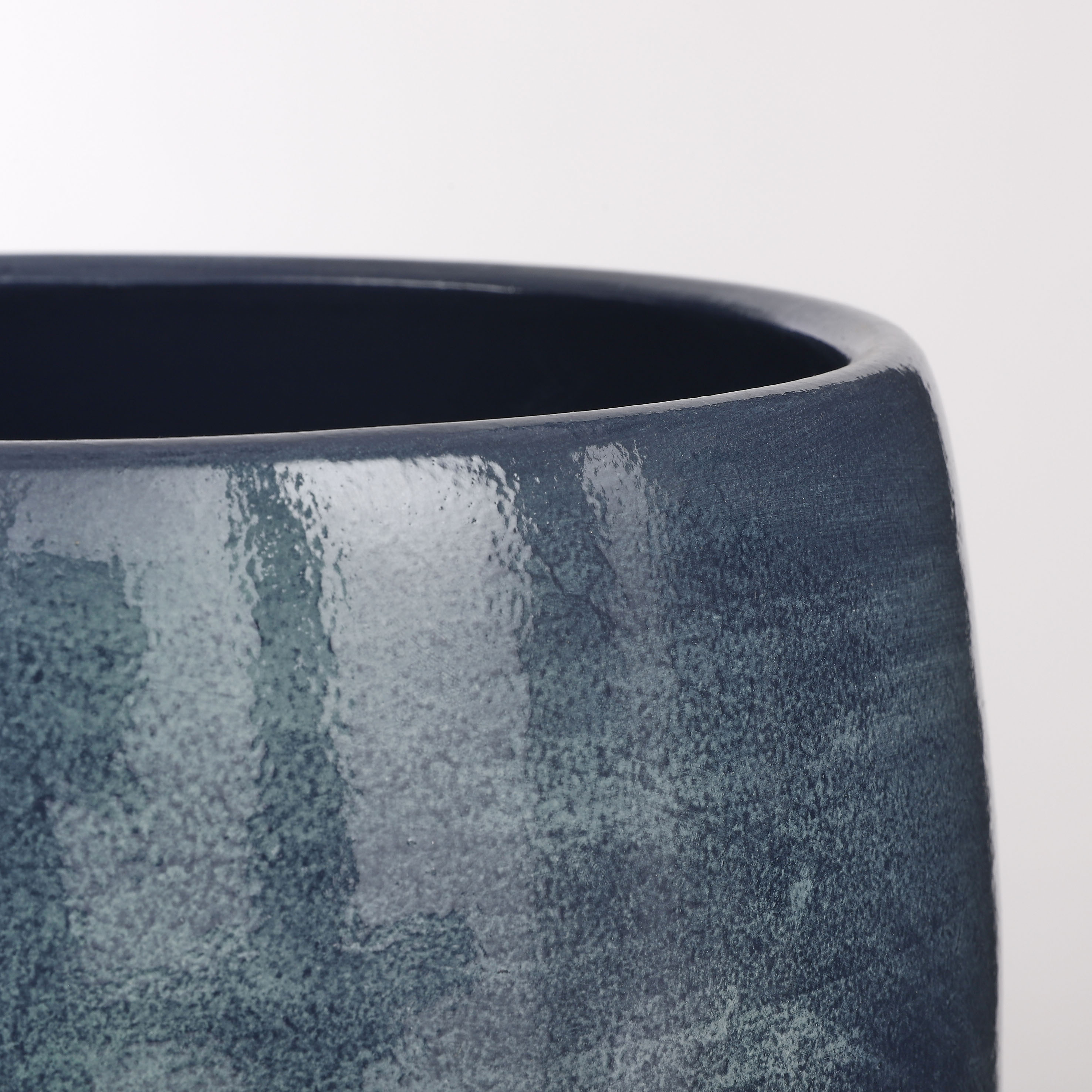 Mica decorations pot de fleur lester - 28x28x26 cm - terre cuite - bleu