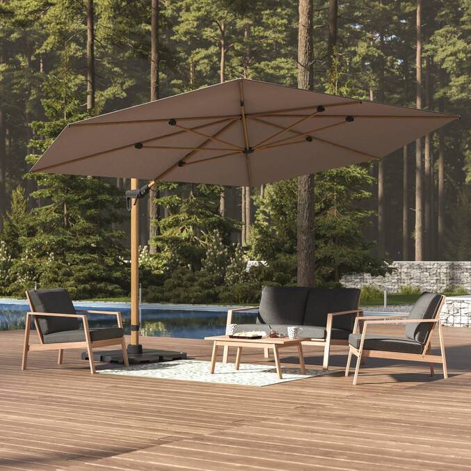 Parasol déporté hexagonal TIKEO Platine & Honey