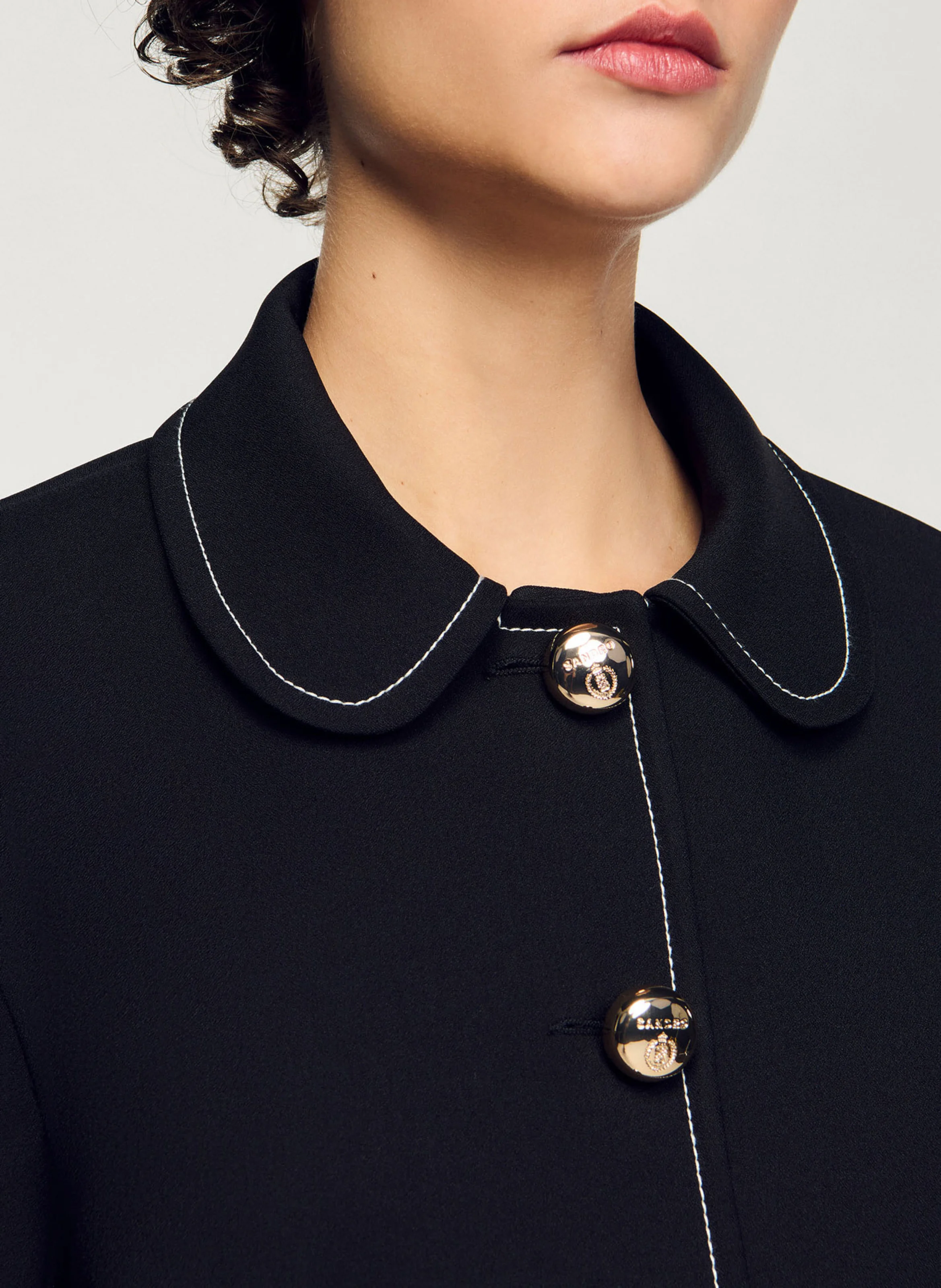 Veste droite col claudine | Noir