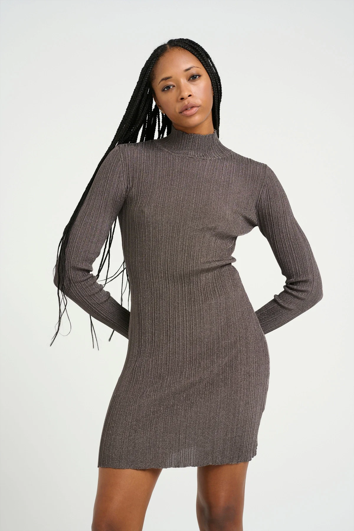 Gestuz Silvigz Ls Short Dress 10909595 106076 warm grey metallic