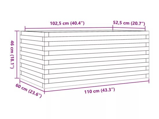 Jardinière bac lit surélevé bois marron 110 x 60 x 46 cm 02_0037375