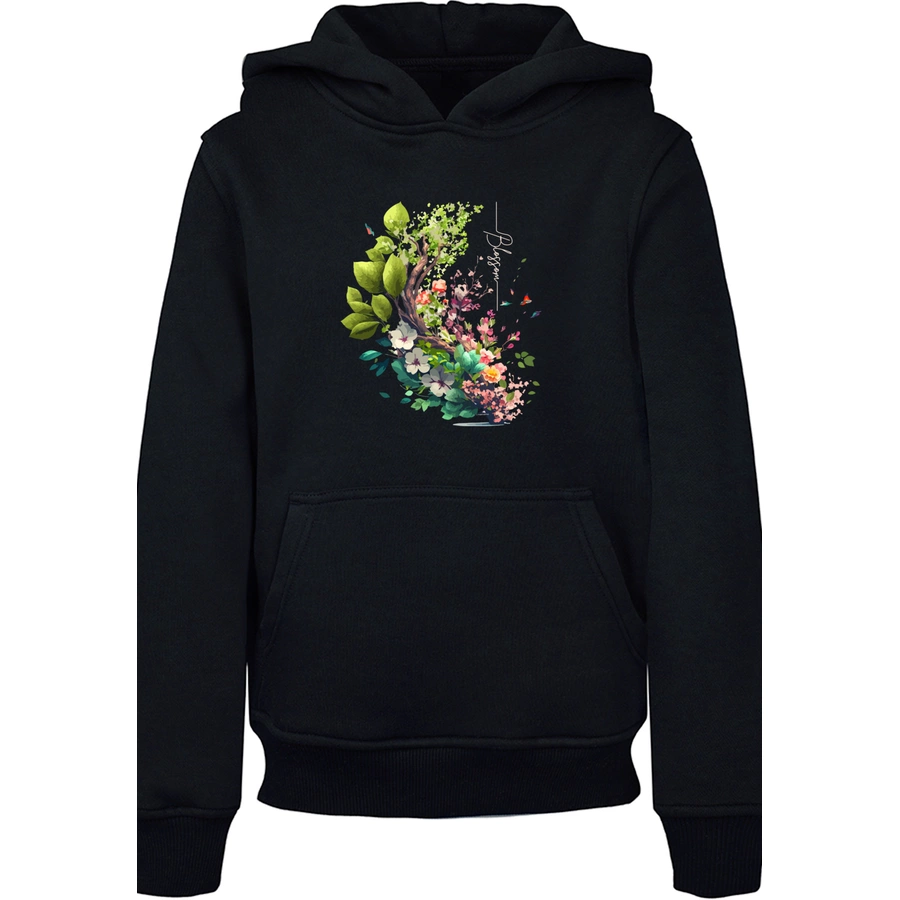 F4NT4STIC Hoodie Baum mit Blumen Hoodie schwarz