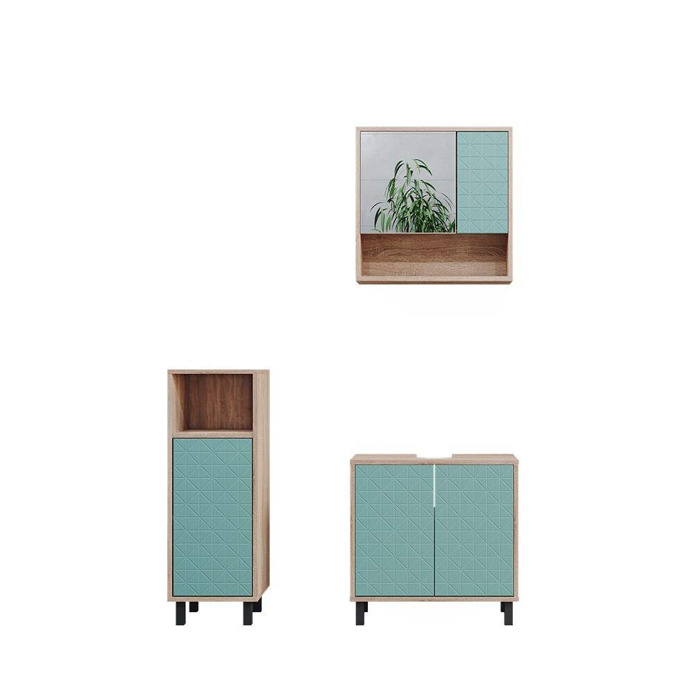 Vicco Badmöbel-Set Agasta sonoma, Badezimmerschränke 3D Optik