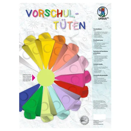 URSUS Vorschultüte aus Fotokarton zum Selbstgestalten, 2 Stück, ca. 11,5 x 25 x 11,5 cm, apfelgrün