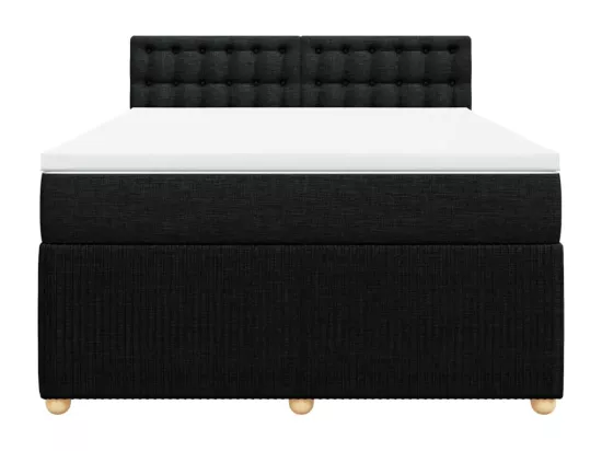 Sommier à lattes de lit avec matelas Noir 140x190 cm Tissu