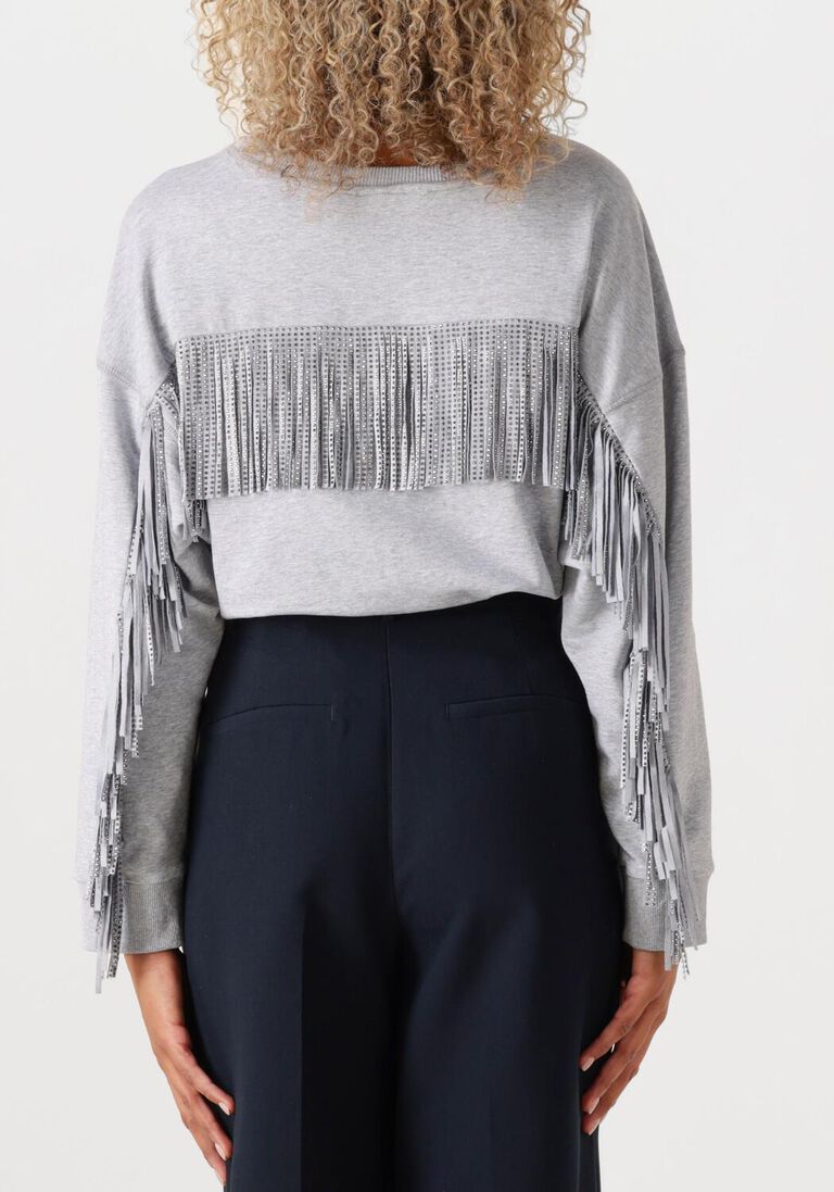 lichtgrijze co'couture trui studcc fringe sweat