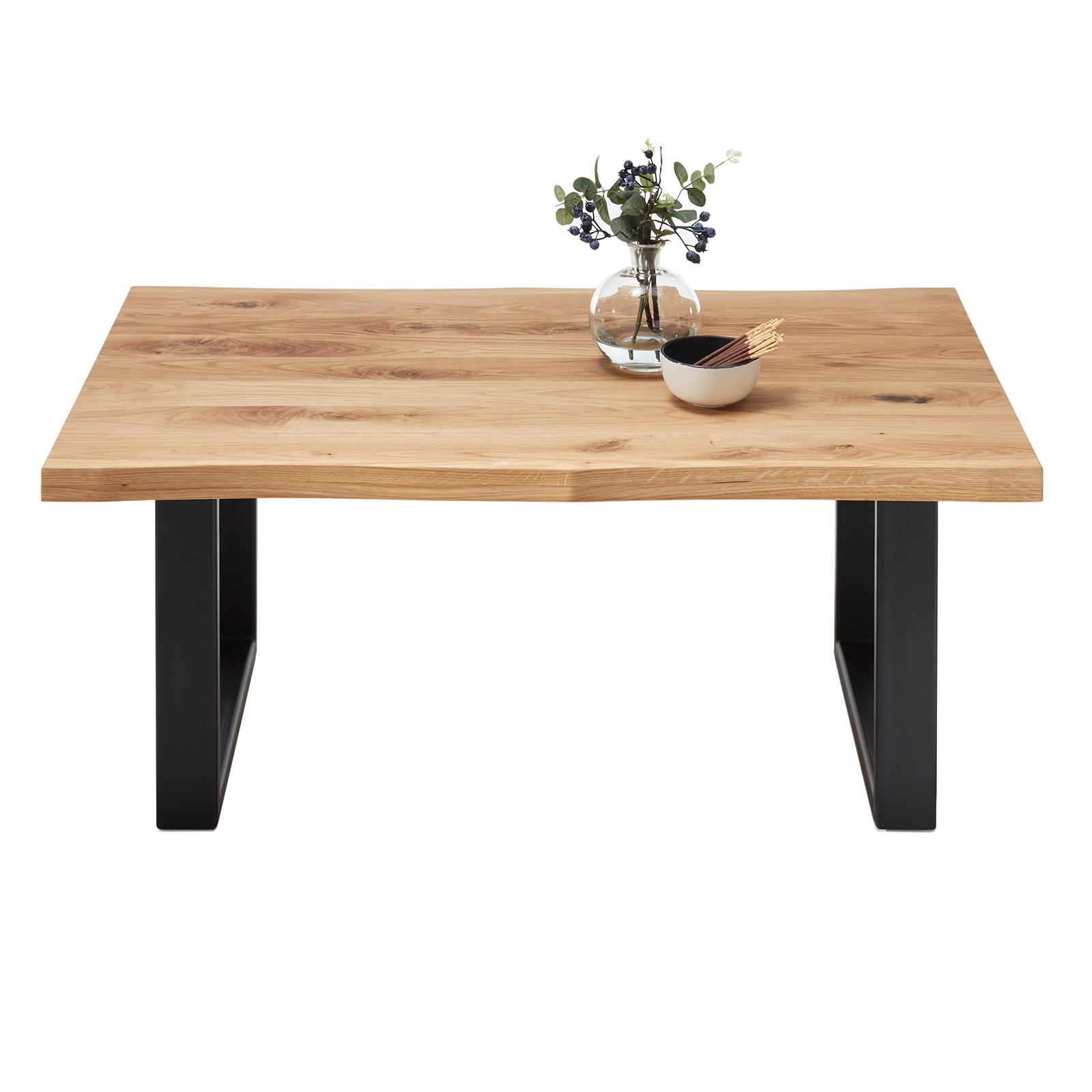 Couchtisch - Eiche natur-schwarz - Massivholz - 110 cm