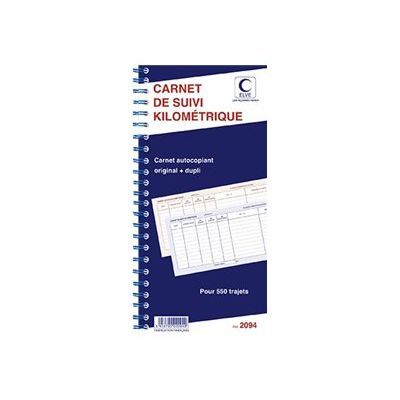 ELVE - Bloc spirale Carnet de suivi kilométrique de véhicules - 50 dupli - 29,7 x 14 cm