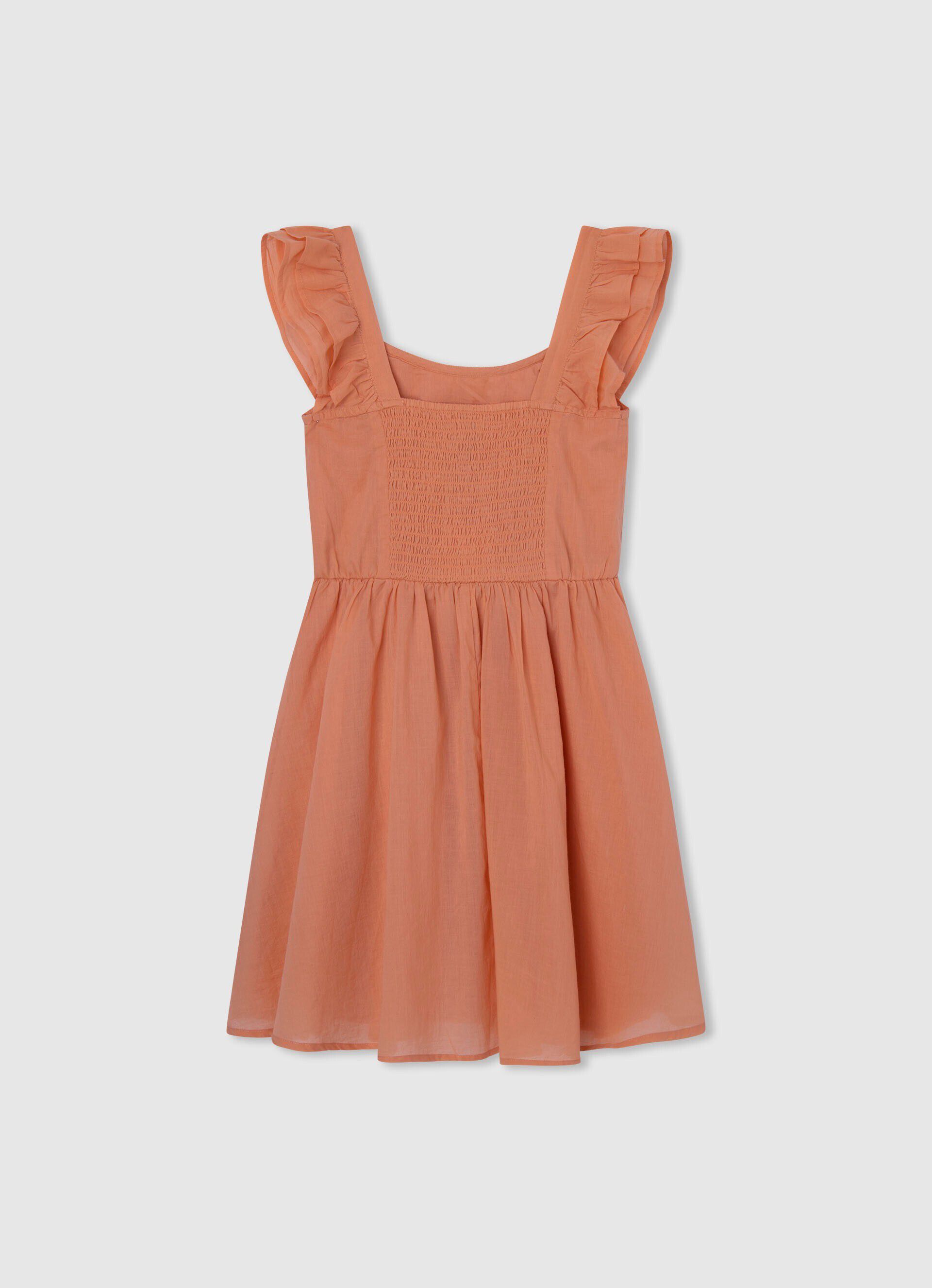 VESTIDO PATINADOR COM DECOTE REDONDO - pêssego e laranja