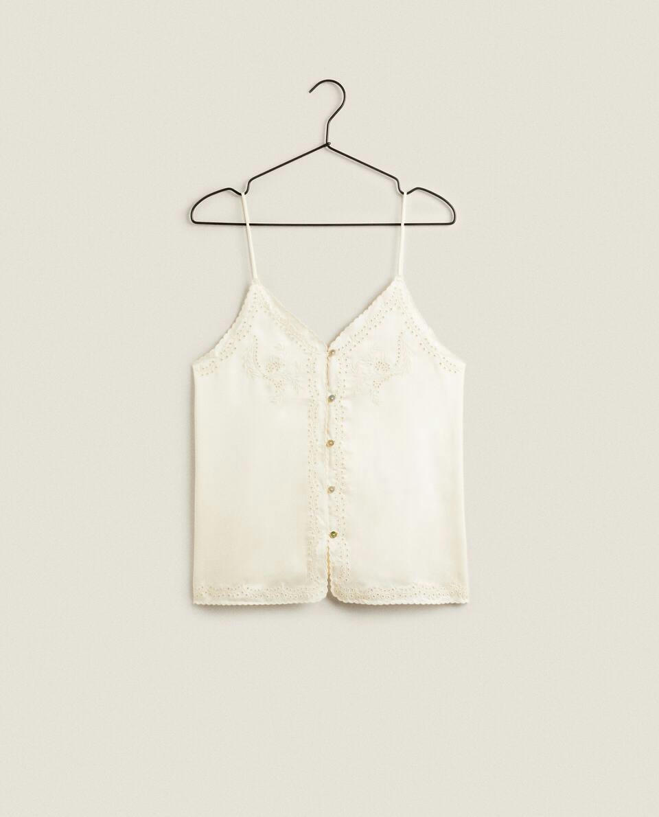 BLUSA DE CETIM BORDADA