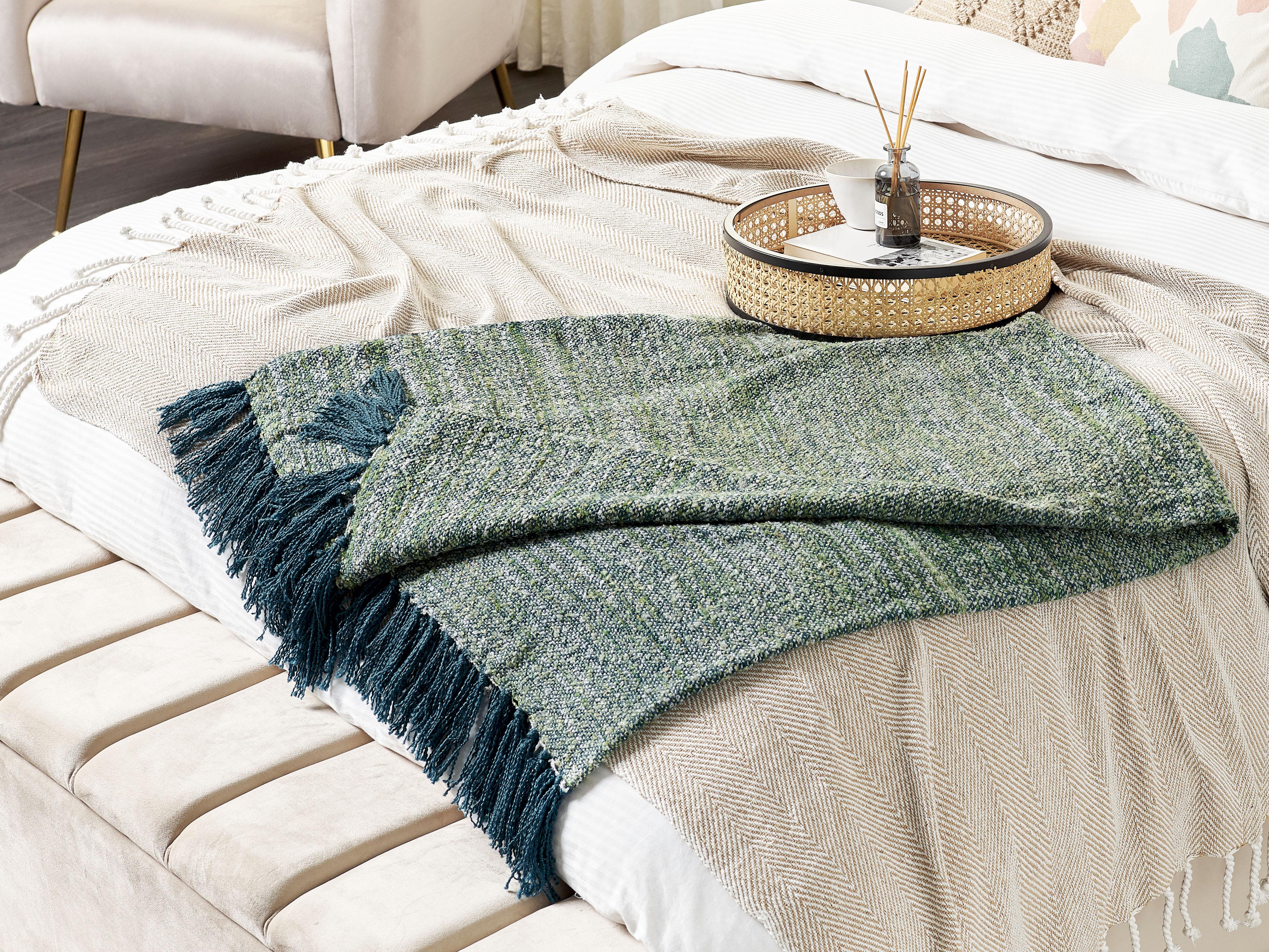 Plaid PAIRE Stof 130 x 170 cm Groenblauw