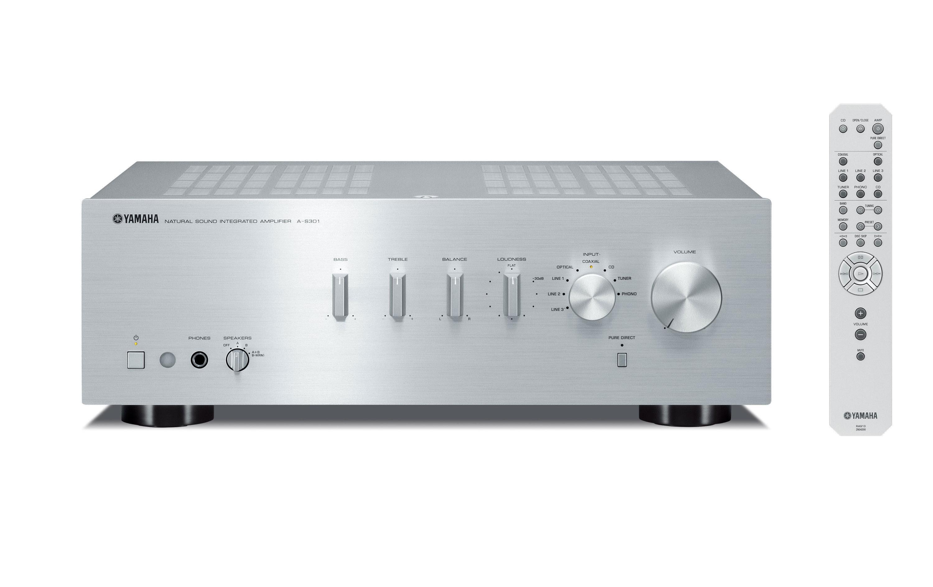 Stereo-Verstärker A-S301 Silber<br>Leistungsfähiger Vollverstärker mit Subwooferanschluss